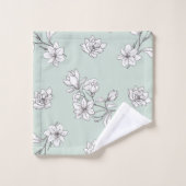 White Magnolia Mint Green Bad Handdoek (Wasdoekje)