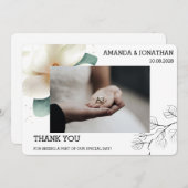 White Magnolia Photo Flat Weddenschap Hartelijk da Bedankkaart (Voorkant / Achterkant)