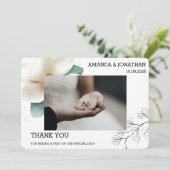White Magnolia Photo Flat Weddenschap Hartelijk da Bedankkaart (Staand voorkant)