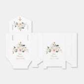 White Magnolia Pink Flowers Gold Cross Baptisme Bedankdoosjes (Uitgevouwen)