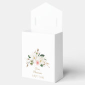 White Magnolia Pink Flowers Gold Cross Baptisme Bedankdoosjes (Geopend)