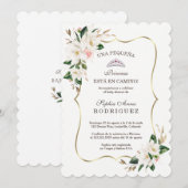 White Magnolia Pink Invitación de Baby shower  Kaart (Voorkant / Achterkant)