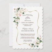 White Magnolia Pink Invitación de Baby shower  Kaart (Voorkant)