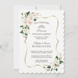 White Magnolia Pink Invitación de Baby shower  Kaart