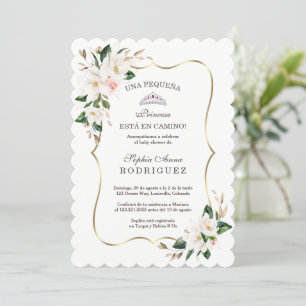 White Magnolia Pink Invitación de Baby shower Kaart