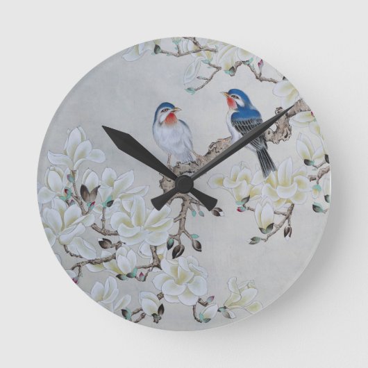 White Magnolia Ronde Klok (Voorkant)