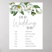White Magnolia Rustic Floral Wedding Schema Poster (Voorkant)