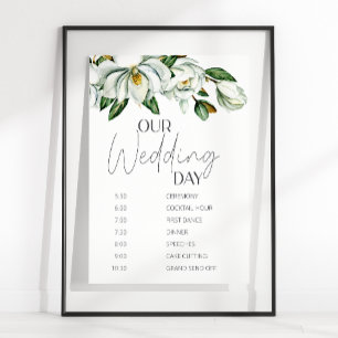 White Magnolia Rustic Floral Wedding Schema Poster