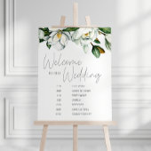 White Magnolia Rustic Floral Wedding Schema Poster