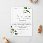 White Magnolia Rustic Welkom Brief & Route Notitiekaartje (Voorkant / Achterkant in situ)