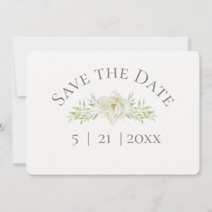 White Magnolia Save the Date w Photo