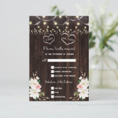 White Magnolia String Lights Old Barn Wedding RSVP Kaartje (Staand voorkant)