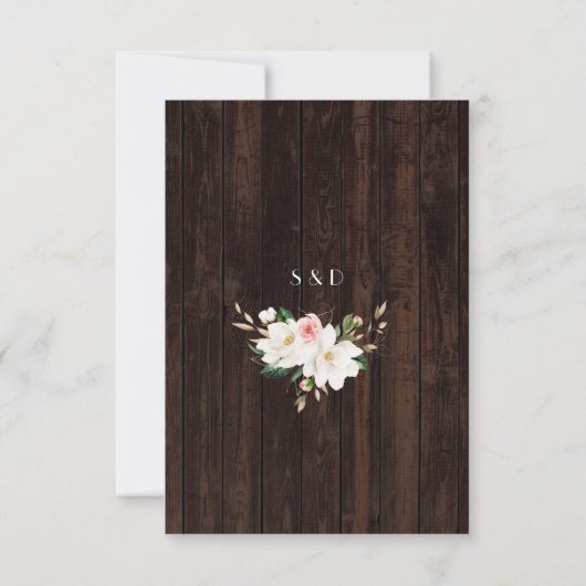 White Magnolia String Lights Old Barn Wedding RSVP Kaartje (Achterkant)