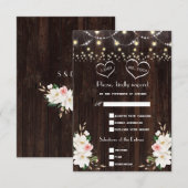 White Magnolia String Lights Old Barn Wedding RSVP Kaartje (Voorkant / Achterkant)