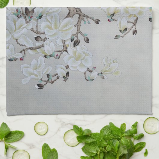 White Magnolia Theedoek (Gevouwen)