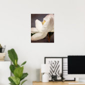 White Magnolia Tree Flower Floral Flowers Grey Poster (Thuiskantoor)