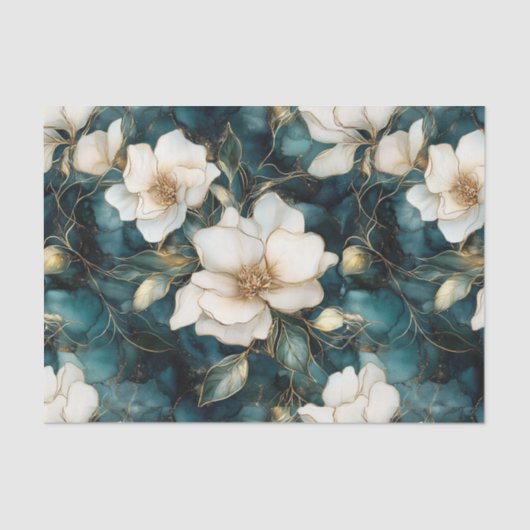 White Magnolia Vines Decoupage Papier (Voorkant)