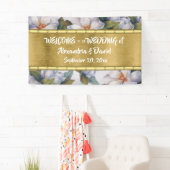 White Magnolia Waterverf All-Occasion Gold Banner (Insitu)