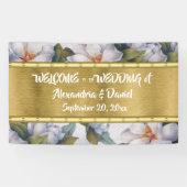 White Magnolia Waterverf All-Occasion Gold Banner (Horizontaal)
