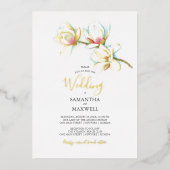 White Magnolia Waterverf Flower Wedding Folie Uitnodiging (Voorkant)