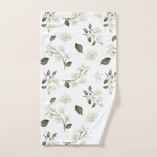 White Magnolia Waterverf Pattern Bad Handdoek (Handdoek)