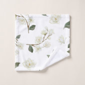 White Magnolia Waterverf Pattern Bad Handdoek (Wasdoekje)
