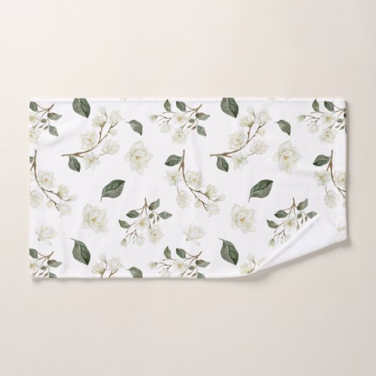 White Magnolia Waterverf Pattern Bad Handdoek (Handdoek)