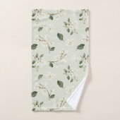 White Magnolia Waterverf Pattern Zee Foam Green Bad Handdoek (Handdoek)
