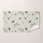 White Magnolia Waterverf Pattern Zee Foam Green Bad Handdoek (Handdoek)