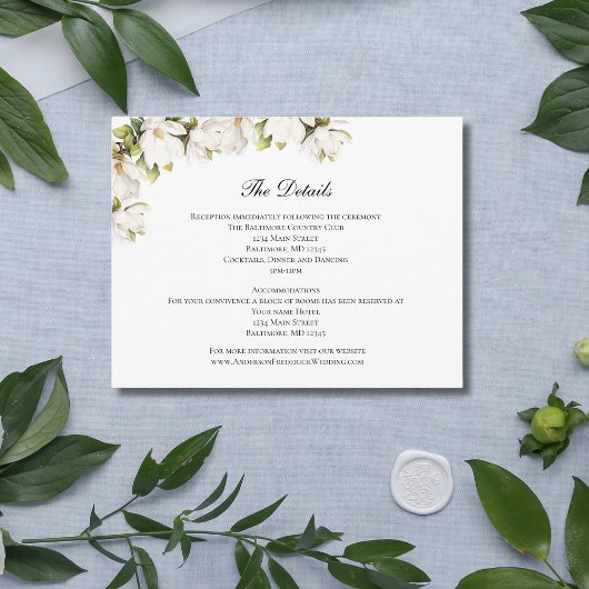 White Magnolia Wedding Details Enclosure Card Informatiekaartje