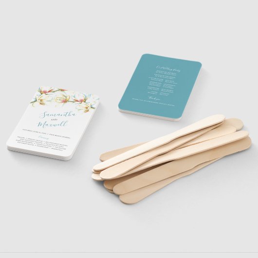 White Magnolia Wedding Program Fan Handwaaier (Niet-gemonteerd)