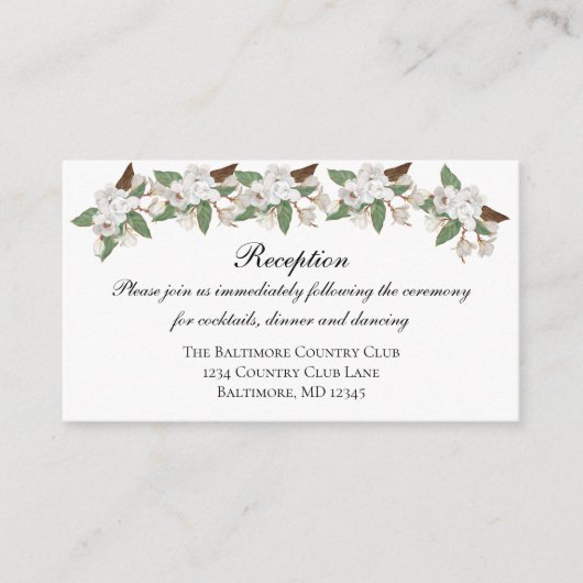White Magnolia Wedding Reception Enclosure card Informatiekaartje (Voorkant)