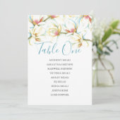 White Magnolia Wedding Seating Chart, Table Plan Kaart (Staand voorkant)