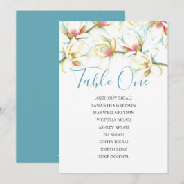White Magnolia Wedding Seating Chart, Table Plan Kaart