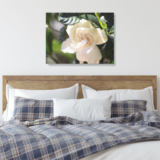 White Magnolia Wrapped Canvas Gallery Print (Insitu (Slaapkamer))