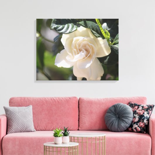 White Magnolia Wrapped Canvas Gallery Print (Insitu (Woonkamer))