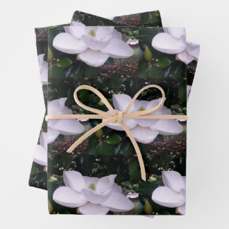 White Magnolia Wrapping Paper Flat Sheet Set van 3