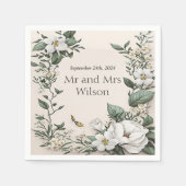 White Magnolias and Butter Wedding Dinner Cocktail Servet (Voorkant)