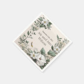 White Magnolias and Butter Wedding Dinner Cocktail Servet (Hoek)