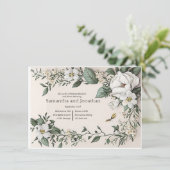 White Magnolias and Butterfly Wedding Rehearsal Kaart (Staand voorkant)