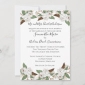 White Magnolias Classic Formal Elegant Wedding Kaart (Voorkant)