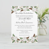 White Magnolias Classic Formal Elegant Wedding Kaart (Staand voorkant)
