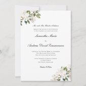 White Magnolias Classic Formal Elegant Wedding Kaart (Voorkant)