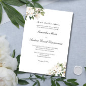 White Magnolias Classic Formal Elegant Wedding Kaart