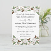 White Magnolias Classic Formal Elegant Wedding Kaart (Staand voorkant)