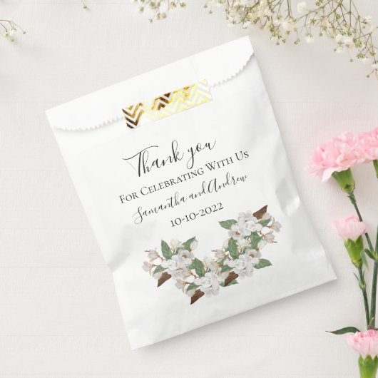 White Magnolias Elegant Classic Wedding Bedankzakje (Gezegeld)