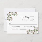 White Magnolias Elegant Wedding RSVP Card (Voorkant)