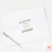 White Magnolias Elegant Wedding Vierkante Sticker (Envelop)