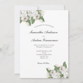 White Magnolias Floral Formal Elegant Wedding Kaart (Voorkant)