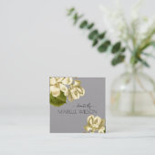 White Magnolias Floral Grey Event Planner Vierkante Visitekaartje (Staand voorkant)